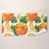 Oranje pompoen op witte achtergrond. Naadloze vlek Badhanddoek (Badhanddoek)