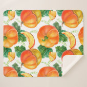 Oranje pompoen op witte achtergrond. Naadloze vlek Sherpa Deken (Voorkant (horizontaal))