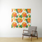 Oranje pompoen op witte achtergrond. Naadloze vlek Wandkleed (In Situ (horizontaal))