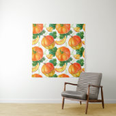 Oranje pompoen op witte achtergrond. Naadloze vlek Wandkleed (In situ)