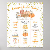 Oranje Pompoen Patch Autumn Eerste Verjaardagsteke Poster (Voorkant)
