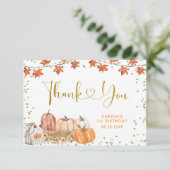 Oranje Pompoen Patch Herfst Verjaardag Bedankkaart (Staand voorkant)