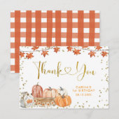 Oranje Pompoen Patch Herfst Verjaardag Bedankkaart (Voorkant / Achterkant)