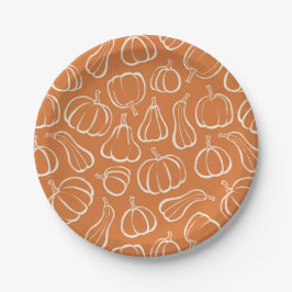 Oranje Pompoen Patroon Herfst Autumn Halloween Fee Papieren Bordje