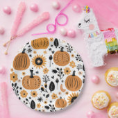 Oranje Pompoen Patroon Thanksgiving Dinner Party Papieren Bordje (Feest)