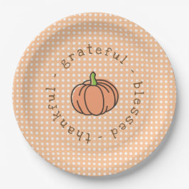 Oranje Pompoen Polka Dot Thanksgiving Diner Papieren Bordje