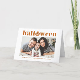 Oranje pompoen Retro Typografie Happy Halloween Kaart