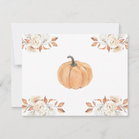 Oranje pompoen rustieke bloemen 1e verjaardag bedankkaart (Achterkant)