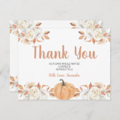 Oranje pompoen rustieke bloemen 1e verjaardag bedankkaart (Voorkant / Achterkant)