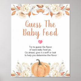Oranje pompoen rustieke bloemen raden de Baby eten Poster