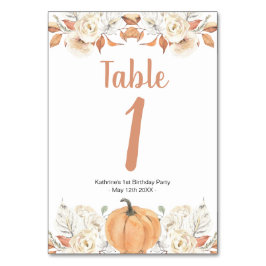 Oranje pompoen rustieke bloemen verjaardagstabel n kaart
