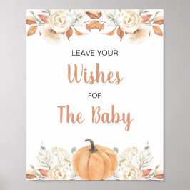 Oranje Pompoen Rustieke Bloemen Wensen voor Baby S Poster