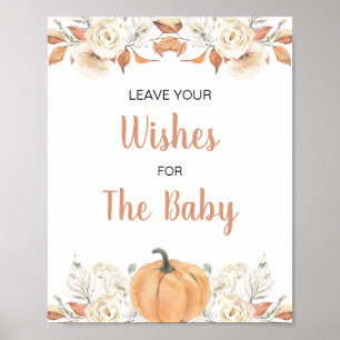 Oranje Pompoen Rustieke Bloemen Wensen voor Baby S Poster