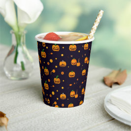 Oranje pompoen Spooky een Halloween Party Papieren Bekers