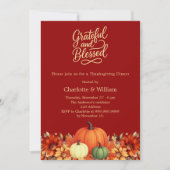 Oranje pompoen terracotta Thanksgiving Diner Kaart (Voorkant)