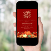 Oranje pompoen terracotta Thanksgiving Diner Kaart