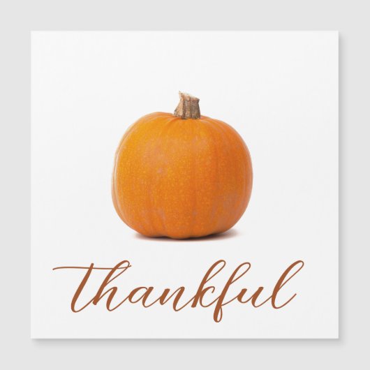 Oranje pompoen Thankful White Magnetic Kaart (Voorkant)