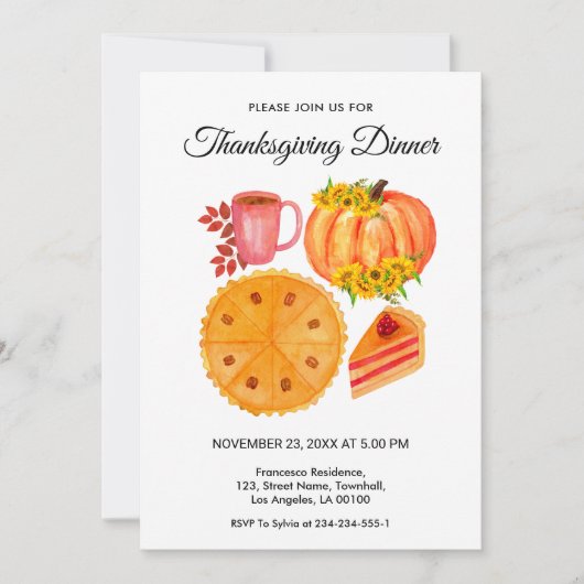 Oranje pompoen Thanksgiving Bindflora Kaart (Voorkant)