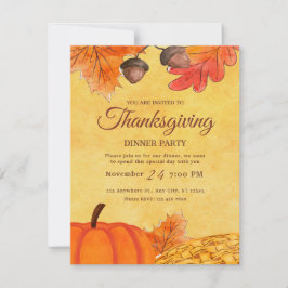 Oranje Pompoen Thanksgiving diner partij Printable Kaart