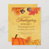 Oranje Pompoen Thanksgiving diner partij Printable Kaart (Voorkant / Achterkant)