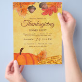 Oranje Pompoen Thanksgiving dinerfeest Uitprintbaa Flyer (Hand)