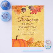 Oranje Pompoen Thanksgiving dinerfeest Uitprintbaa Flyer (Enkel)