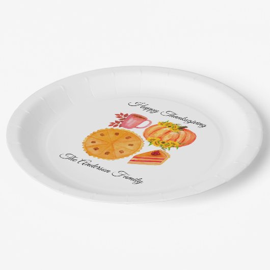 Oranje pompoen Thanksgiving Spice Latte Papieren Bordje (Gekanteld)