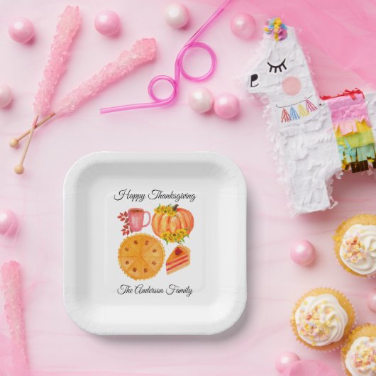 Oranje pompoen Thanksgiving Spice Latte Papieren Bordje (Feest)