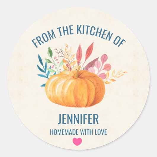 Oranje pompoen uit de keuken van ronde sticker (Voorkant)