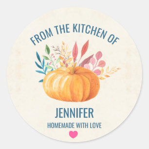 Oranje pompoen uit de keuken van ronde sticker