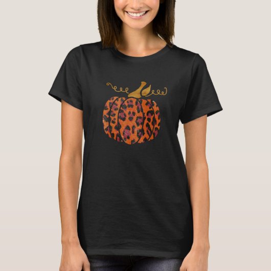 Oranje pompoen van luipaard t-shirt (Voorkant)