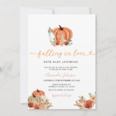 Oranje pompoen verliefd op Herfst Baby shower Kaart (Voorkant)