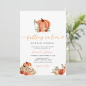 Oranje pompoen verliefd op Herfst Baby shower Kaart (Staand voorkant)