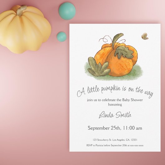 Oranje pompoen vlinder Herfst Baby shower Kaart