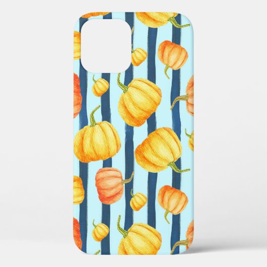 Oranje pompoen: waterverf gestreepte decor. Case-Mate iPhone case (Achterkant)