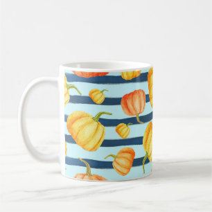 Oranje pompoen: waterverf gestreepte decor. koffiemok
