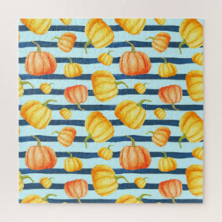 Oranje pompoen: waterverf gestreepte decor. legpuzzel
