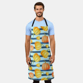 Oranje pompoen: waterverf gestreepte decor. schort (Gedragen)