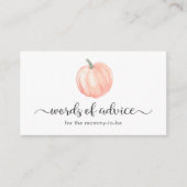 Oranje pompoen woorden van advies Baby shower Informatiekaartje (Voorkant)
