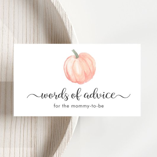Oranje pompoen woorden van advies Baby shower Informatiekaartje