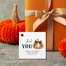 Oranje pompoen zwarte boog meisje Baby shower Bedankjes Labels