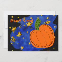 Oranje pompoenblauw Sterrennacht gouden sterren Kaart