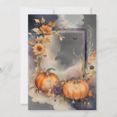 Oranje pompoenbloemen Halloween Party Kaart (Achterkant)