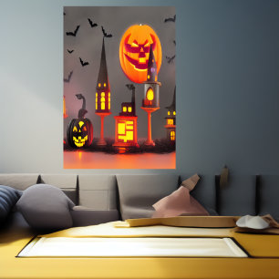 Oranje pompoendorp   AI Art Poster