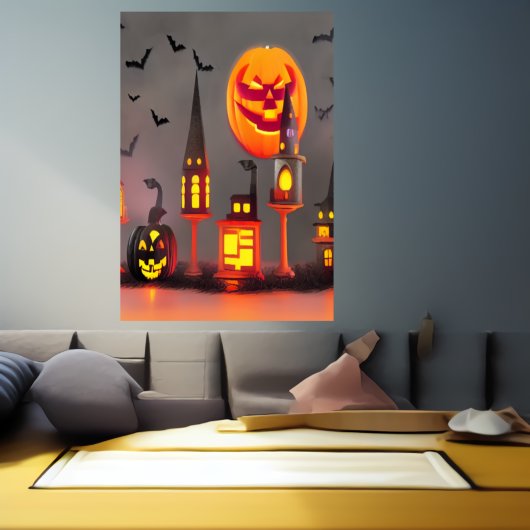 Oranje pompoendorp | AI Art Poster