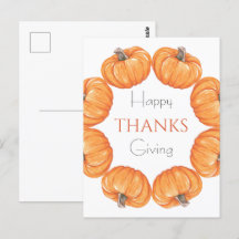 Oranje pompoenen aquarel Prettig Thanksgiving