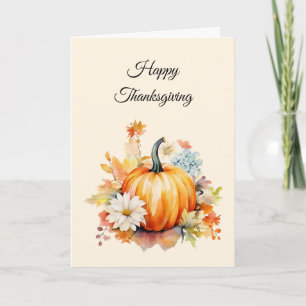 Oranje pompoenen en bloemen herfst thanksgiving feestdagen kaart
