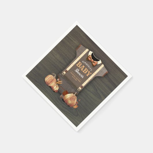 Oranje pompoenen en Bodysuit Herfst Baby shower Servet (Hoek)