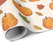 Oranje pompoenen en herfst lantaarns cadeaupapier (Rol Hoek)