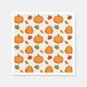 Oranje Pompoenen En Herfstbladeren Patroon Servet